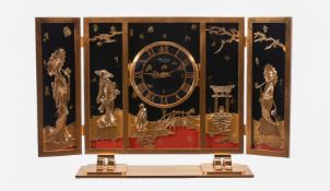 Hour Lavigne, Paris, a gilt brass and lacquered mantel clock