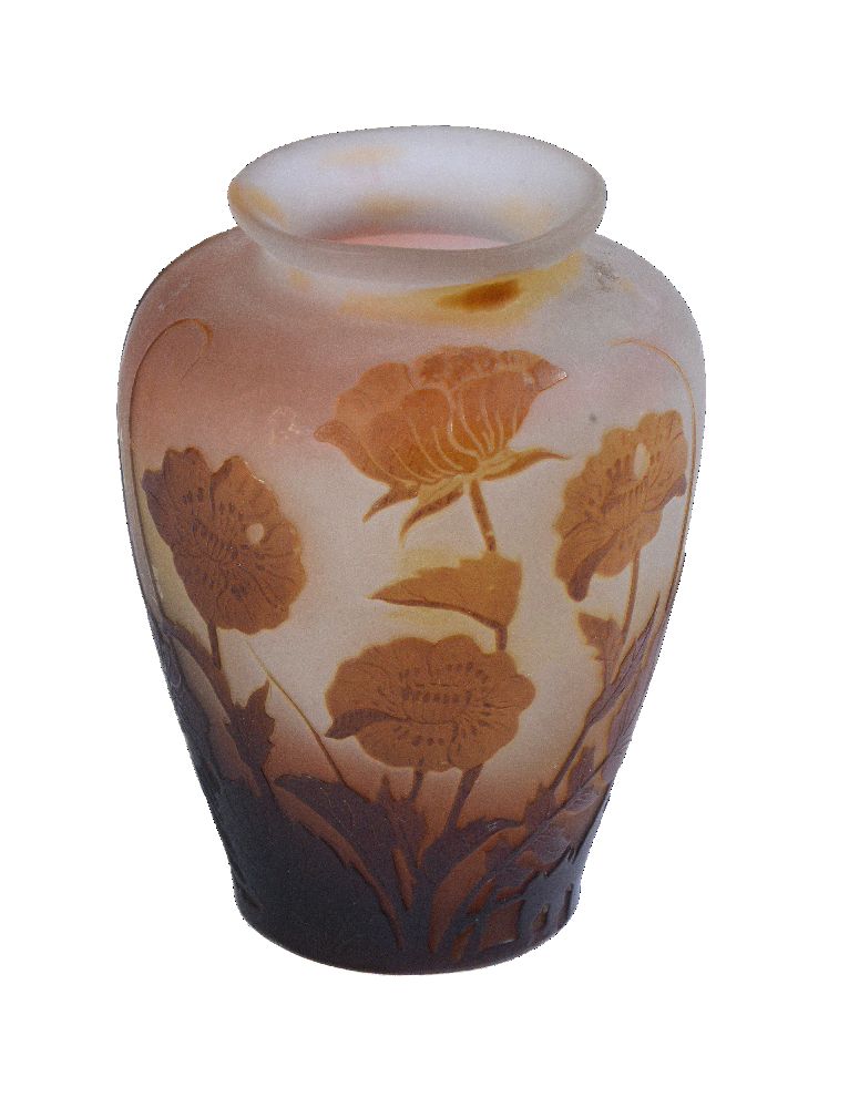 Émile Gallé, a cameo glass ovoid small vase
