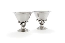 Georg Jensen, a pair of Danish silver pedestal bowls