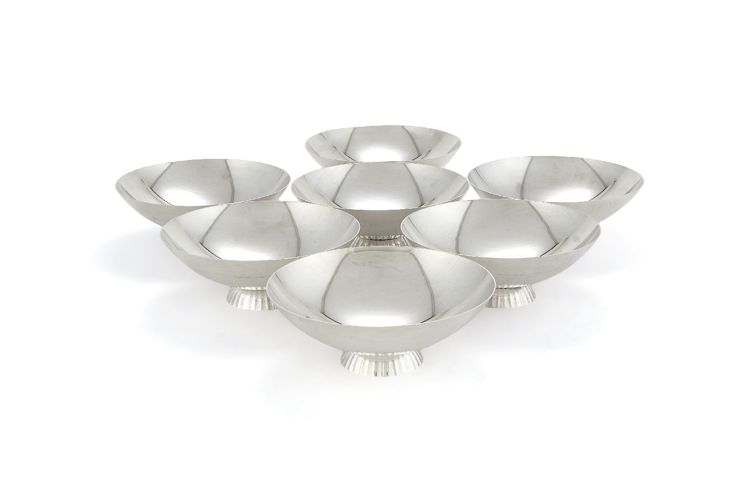 Georg Jensen, seven Danish silver Bernadotte bowls