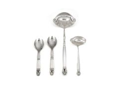 Georg Jensen, a Danish silver Acorn pattern soup ladle and sauce ladle