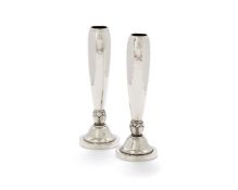 Georg Jensen, a pair of Danish silver Solv bud vases