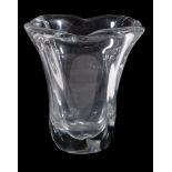 Daum, a clear glass shaped square flared vase