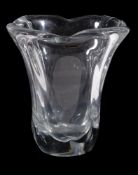 Daum, a clear glass shaped square flared vase