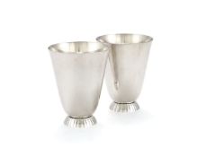 Georg Jensen, a pair of Danish silver Bernadotte vases