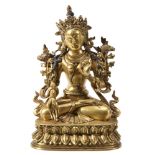 A Sino-Tibetan gilt-bronze figure of Tara
