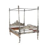 An Indian Parcel-Gilt Four Poster Bed
