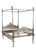 An Indian Parcel-Gilt Four Poster Bed