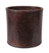 A large Chinese hardwood brush pot