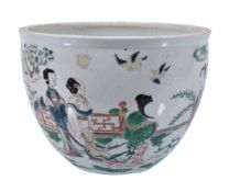 A Chinese Famille Verte fish bowl or jardini&#232;re
