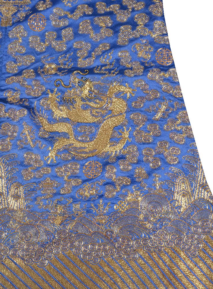 A Chinese blue-ground Mandarins 'Dragon' robe - Image 4 of 8