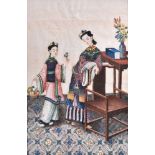 Two Chinese gouache paintings