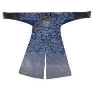A Chinese white and blue brocade weave dragon robe