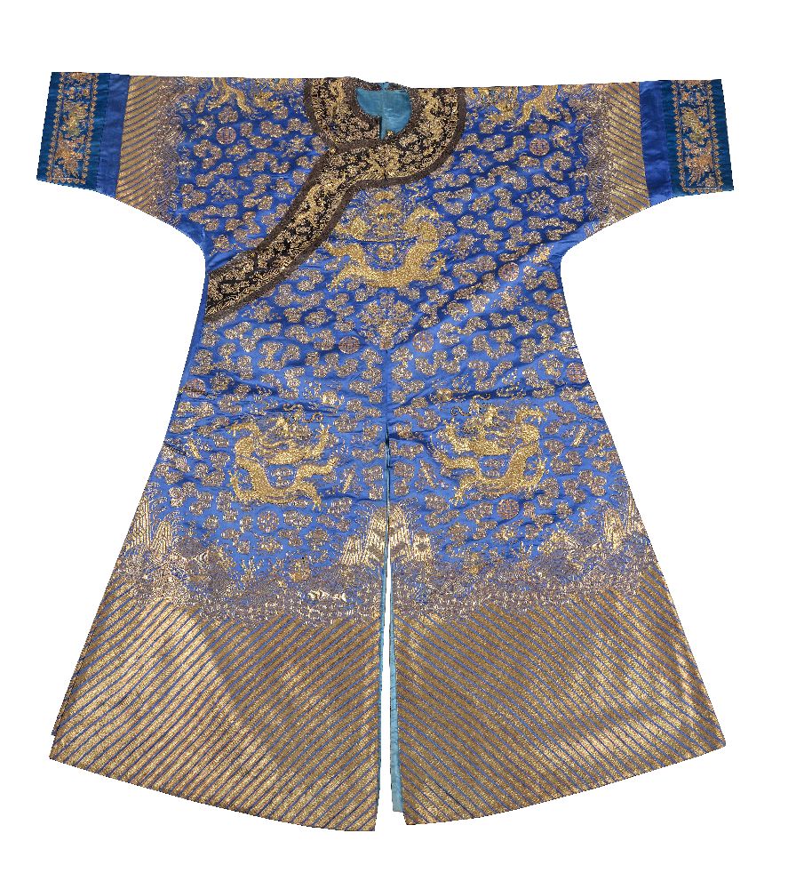 A Chinese blue-ground Mandarins 'Dragon' robe
