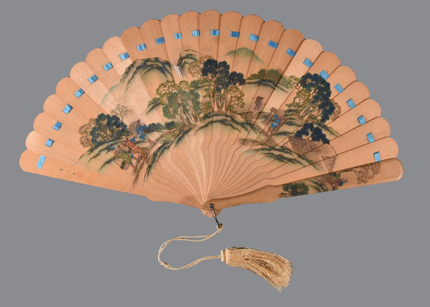 A Japanese Hinoki wood brise fan