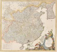 Robert de Vaugondy map of China and Korea dated published 1757