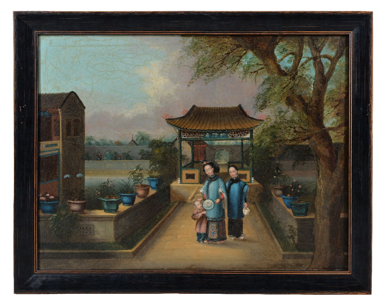 A pair of Chinese export paintings - Image 3 of 4