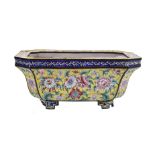 A Chinese enamel yellow-ground jardini&#232;re