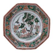 A Chinese Famille Verte octagonal dish