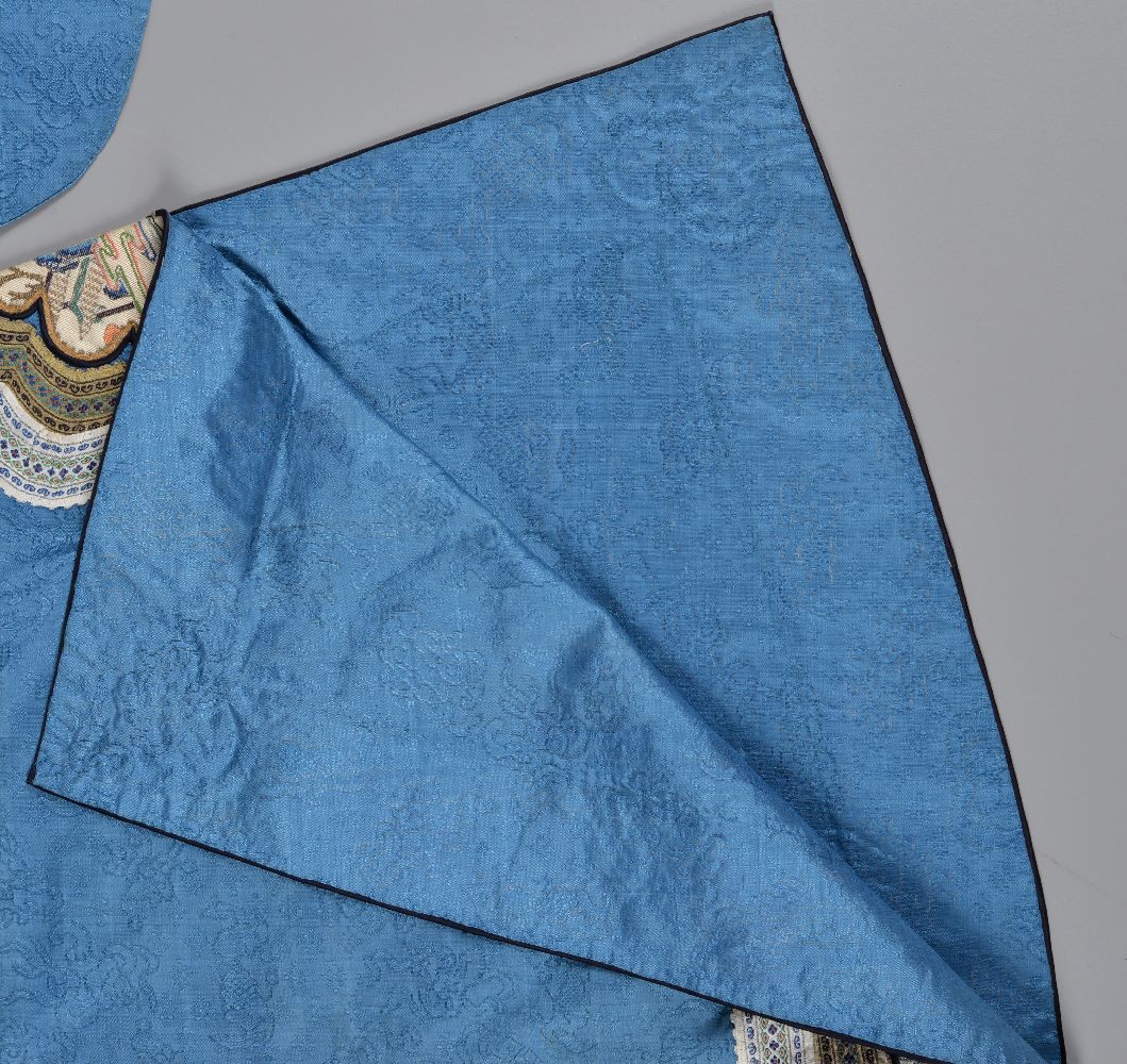 A Chinese Cornflower blue Han Lady&#8217;s patterned damask silk jacket - Image 6 of 9