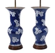 A pair of Chinese blue and white 'phoenix tail' vases