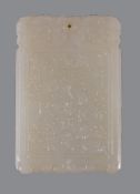 A Chinese inscribed white jade &#8216;Jiang Ziya&#8217; archaistic pendant