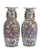 A pair of Cantonese 'Famille-Rose' vases