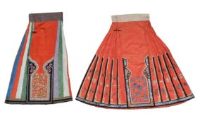 Two Chinese embroidered Chinese skirts