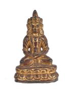 A Burmese lacquered and gilded bronze figure of Amitayus