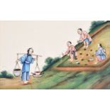 A set of twelve Chinese gouache paintings