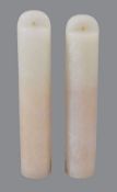 Two Chinese white jade court hat plume holders