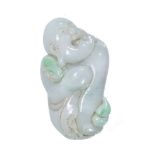 A Chinese white and green jadeite carving of Budai