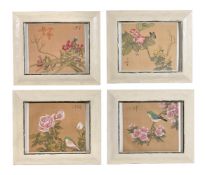 A set of twelve Chinese paintings in inks on silk