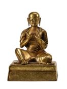 A Sino-Tibetan gilt-bronze Louhan