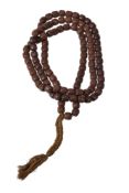 A Chinese wood bead necklace