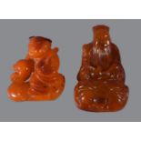 A Chinese amber carving of shoulao