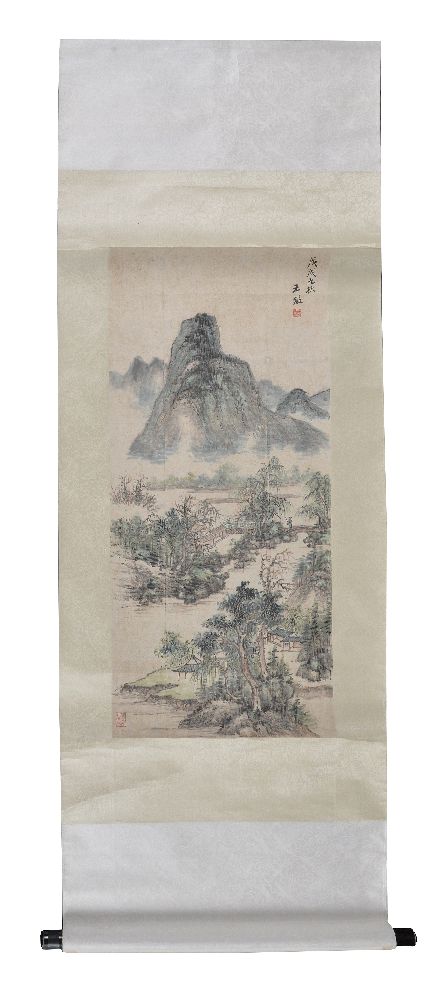 A Chinese scroll painting of landscape - Image 2 of 5