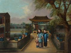 A pair of Chinese export paintings