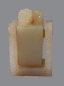 An usual Chinese white jade swivel seal