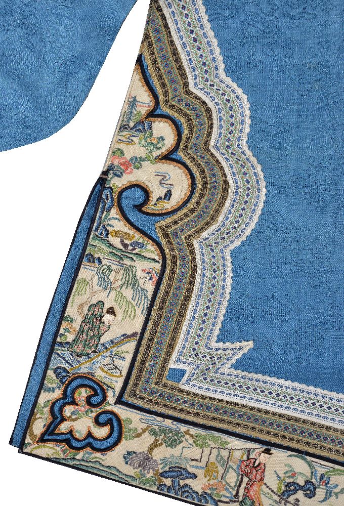 A Chinese Cornflower blue Han Lady&#8217;s patterned damask silk jacket - Image 9 of 9