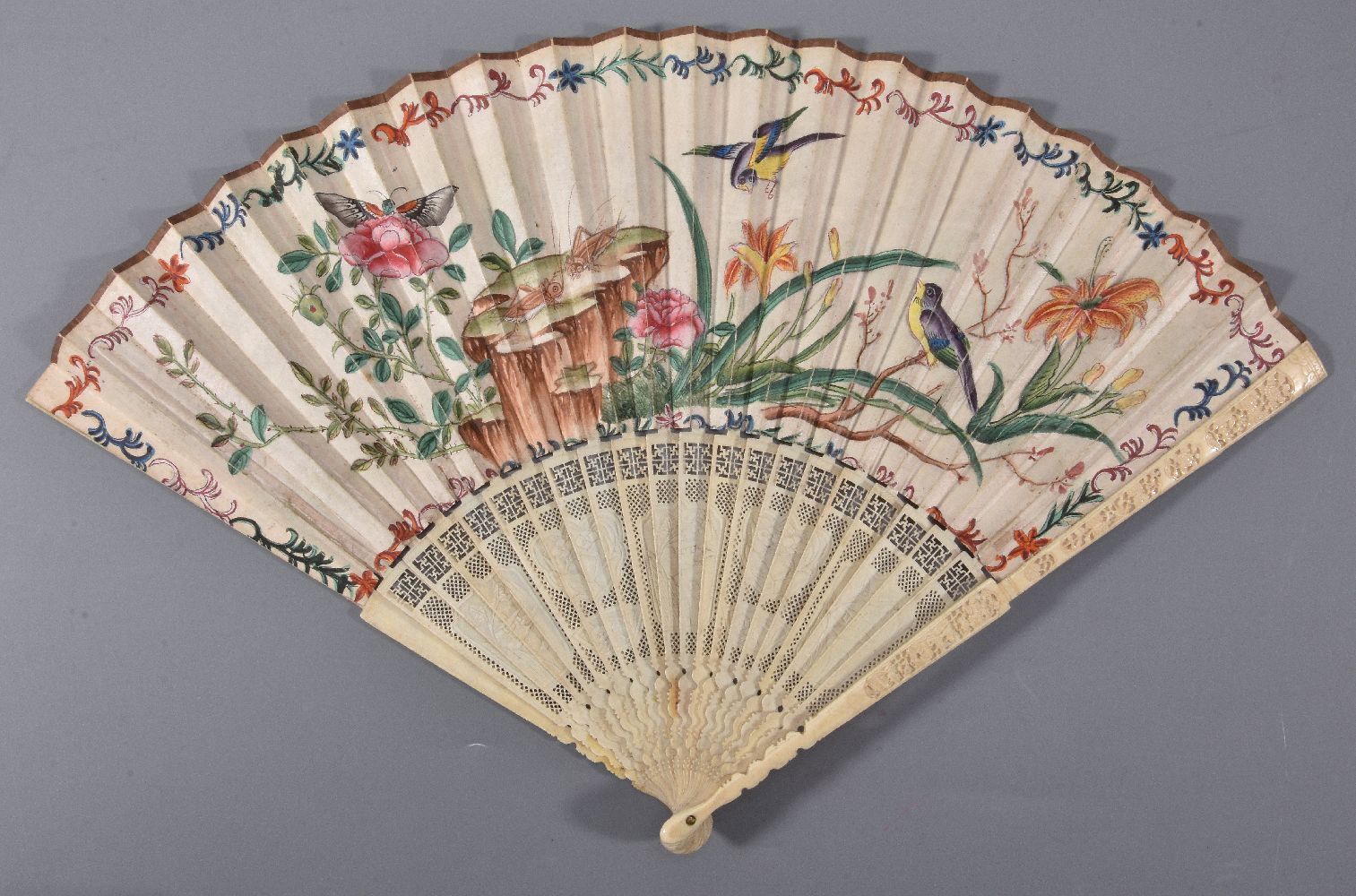 ϒ A Chinese painted fan - Image 2 of 3