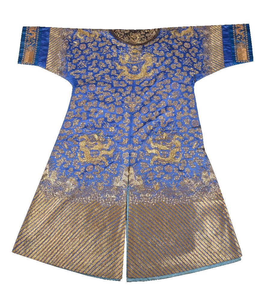A Chinese blue-ground Mandarins 'Dragon' robe - Image 2 of 8