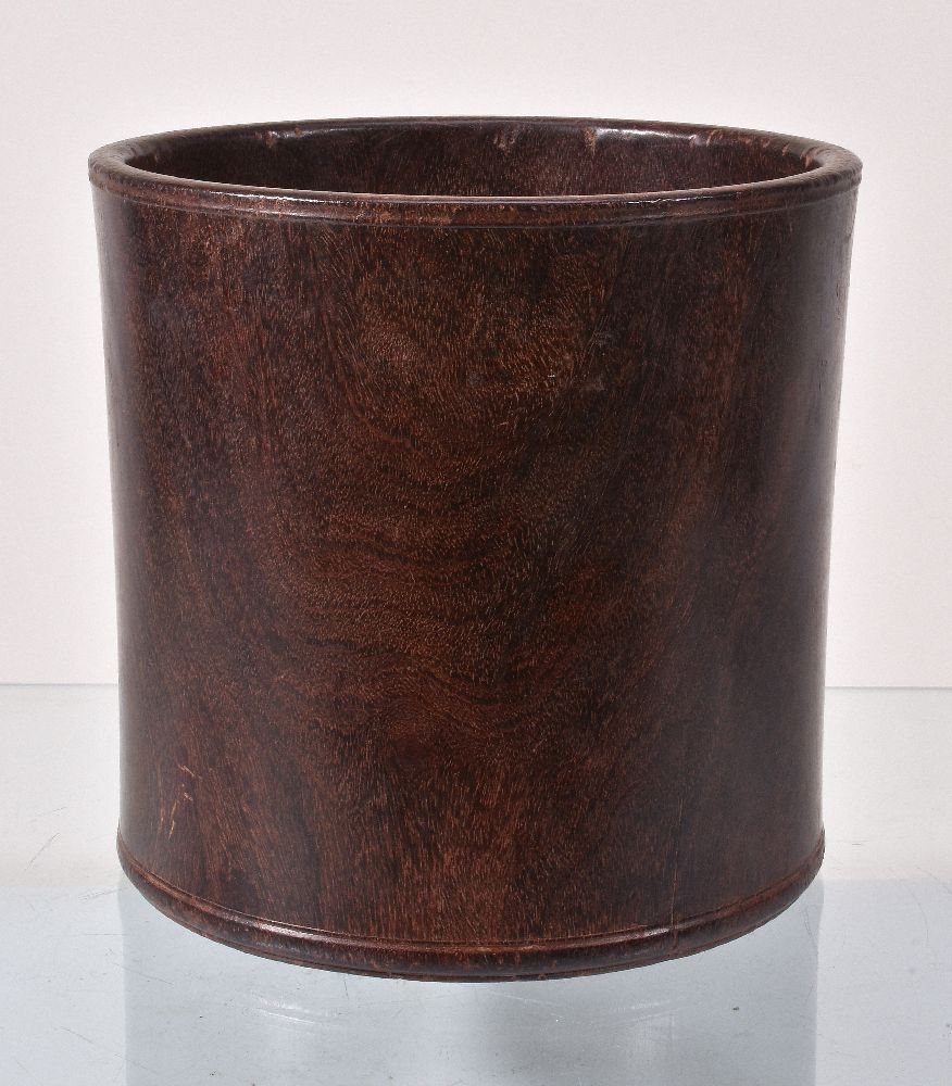 A large Chinese hardwood brush pot - Image 2 of 3
