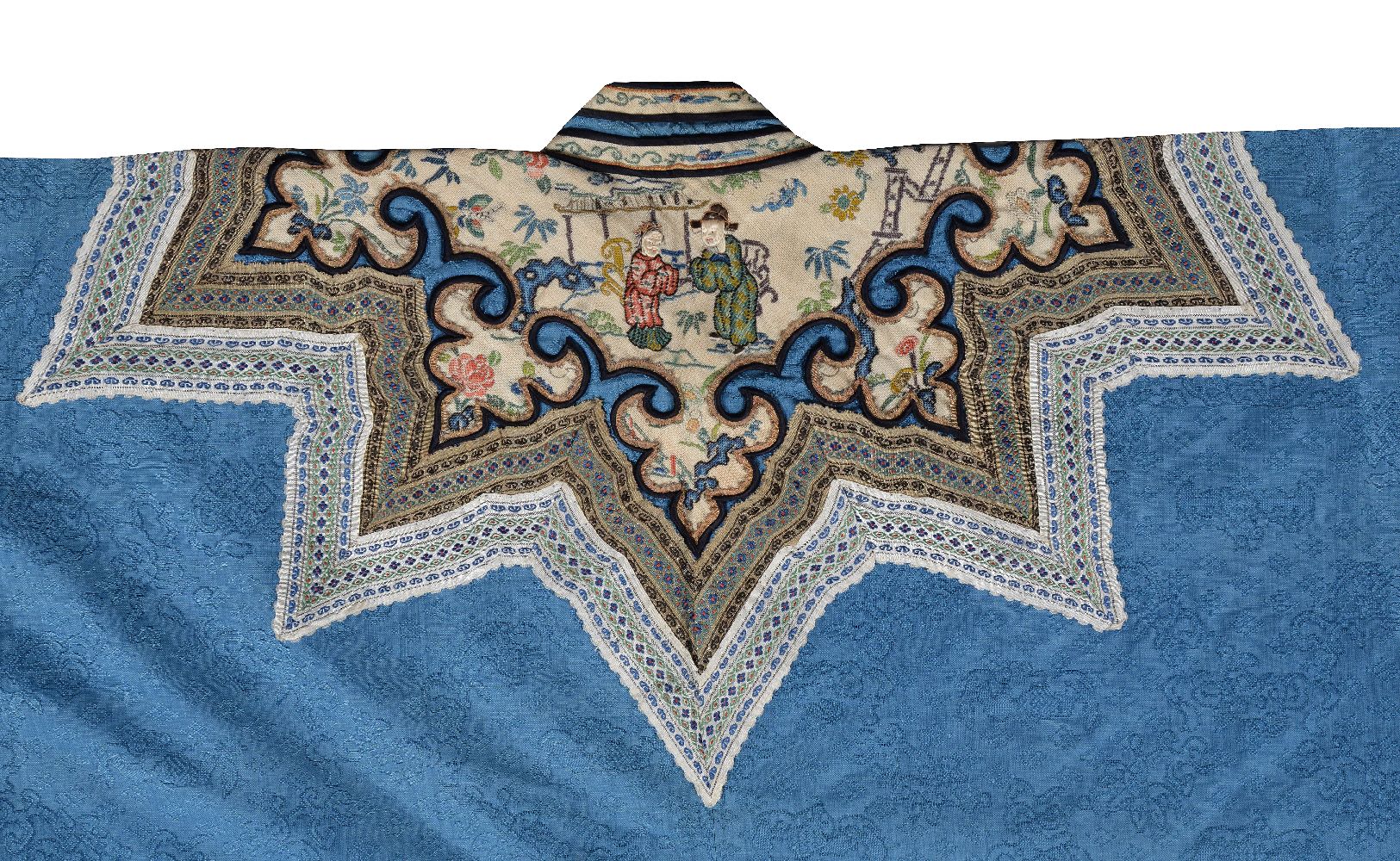A Chinese Cornflower blue Han Lady&#8217;s patterned damask silk jacket - Image 8 of 9
