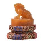 A Chinese Shoushan stone Mythical lion seal