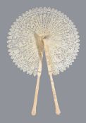 ϒ A good Chinese monogrammed ivory 'cockade' fan