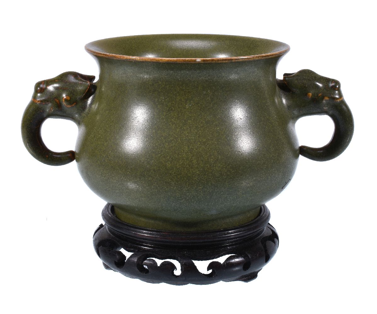 A Chinese 'teadust' glazed censer