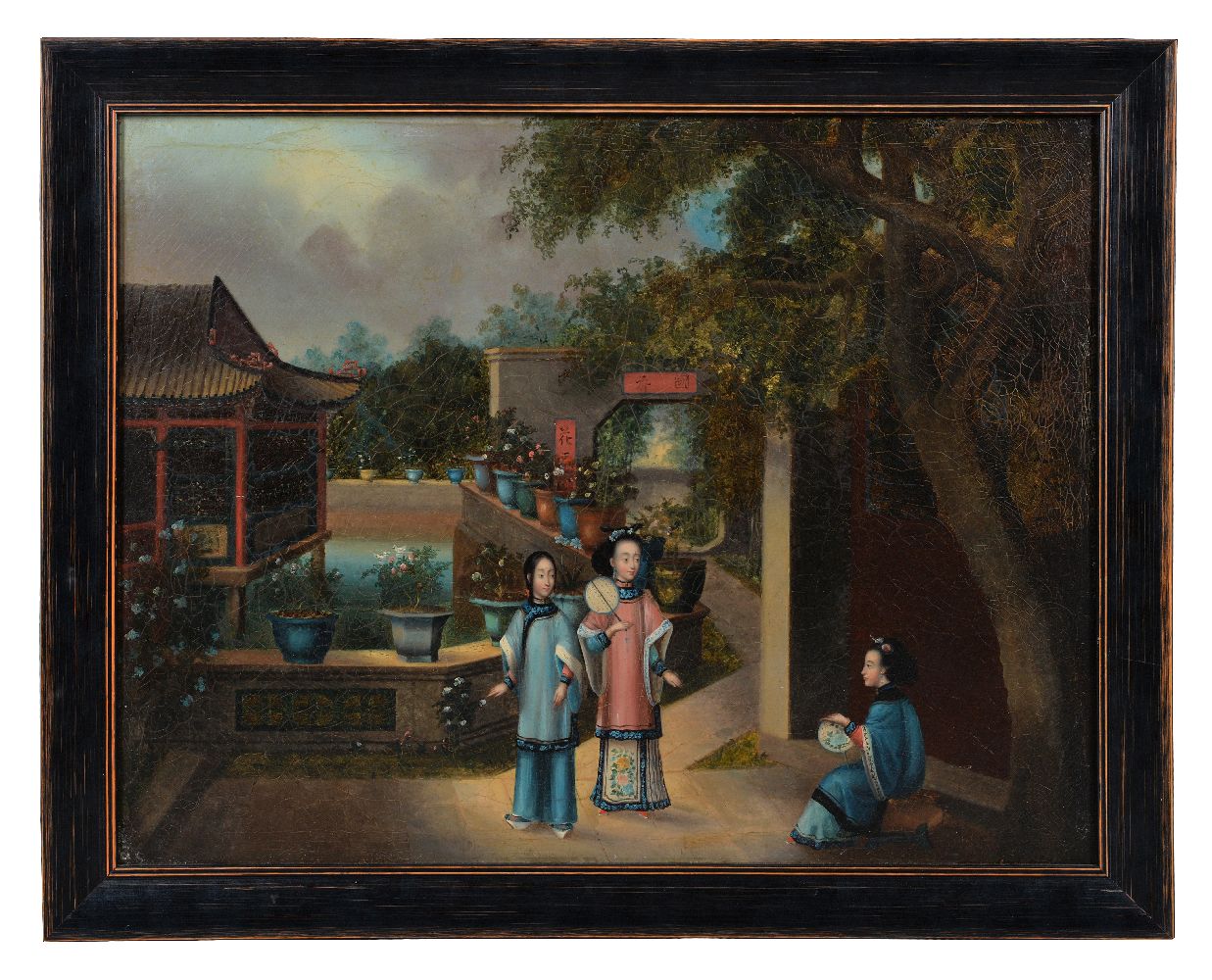 A pair of Chinese export paintings - Image 4 of 4