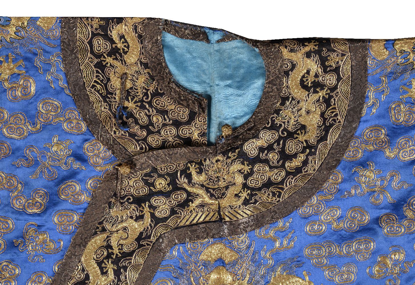 A Chinese blue-ground Mandarins 'Dragon' robe - Image 6 of 8