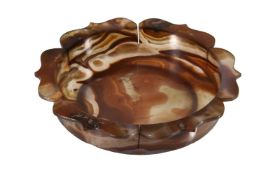 A Chinese banded agate lobed dish